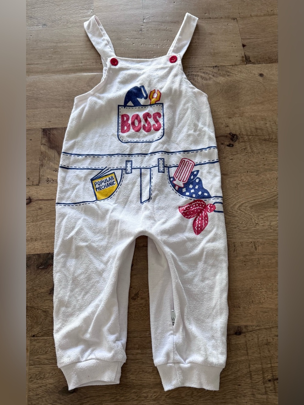 Vintage Tots fifth avenue Kids White 'Boss' Overalls